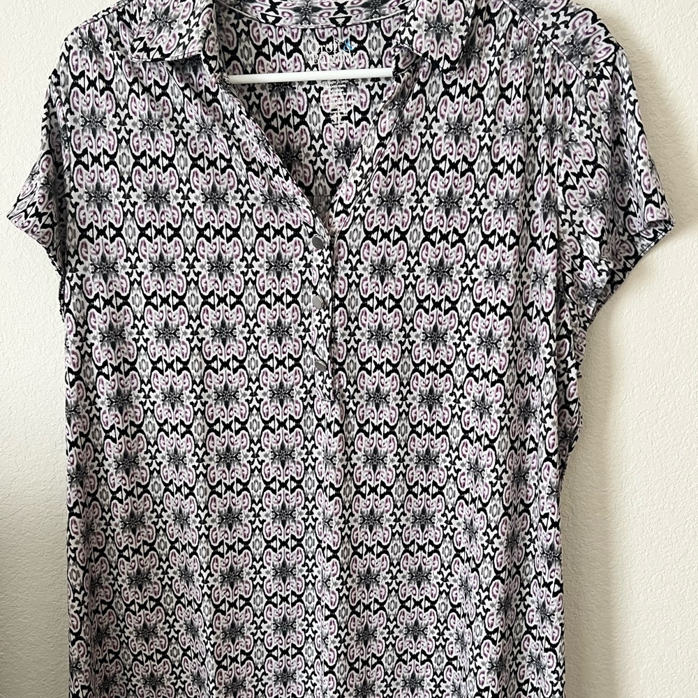 Croft & Barrow Black and White Patterned Button Down Shirt